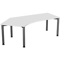 Geramöbel Flex höhenverstellbarer Schreibtisch lichtgrau, anthrazit L-Form, 5-Fuß-Gestell grau