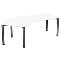 Geramöbel Flex höhenverstellbarer Schreibtisch weiß, anthrazit L-Form, 5-Fuß-Gestell grau