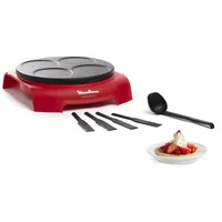 Moulinex PY312511 Party Crêpe-Pfannkuchen-Set, Antihaftbeschichtung, Thermoplastisches Isoliersystem, Thermoplast, Rot