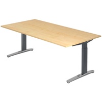 Hammerbacher Schreibtisch, C-Fuß 200x100cm Ahorn/Graphit-Alu poliert,