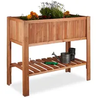 Relaxdays Hochbeet Holz mit Ablagefach 88 x 43,5 x