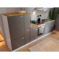 Respekta Küchenzeile Malia 300 cm E-Geräte grau/weiß