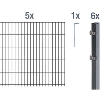 GAH Alberts Doppelstabmattenzaun Set 1,2 x 10 m anthrazit
