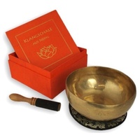 Klangschalen-Center Klangschale in terracotta Geschenkbox L mit Lotus-Aufdruck und