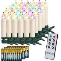 Monzana LED Weihnachtsbaumkerzen 30er-Set Mehrfarbig mit Batterien