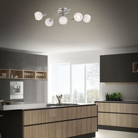 Trango 5-flammig dimmbar LED Deckenleuchte 1001-52SD Deckenlampe in Edelstahl-Look