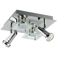 Trango 4-flammig LED Design Deckenleuchte Eckig mit teilsatiniertem Glas