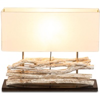 Levandeo Lampe Tischlampe aus Holz Holzlampe Treibholz 45cm hoch