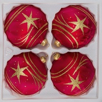 Christbaumkugeln-24.de 4 tlg. Glas-Weihnachtskugeln Set 8cm Ø in "Ice