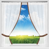 Arsvita Gardinenset mit Stangendurchzug, Satin: 140x120 cm - braun