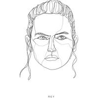 KOMAR Star Wars Classic Force Faces Rey schwarz-weiß 30