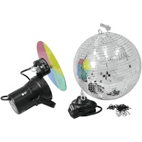Eurolite Spiegelkugelset 30cm mit Pinspot (30 cm), Spiegelkugel, Mehrfarbig