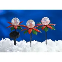 Buri LED Solar-Weihnachtsterne 3er mit Farbwechsel Weihnachtsdeko Gartendeko Balkon