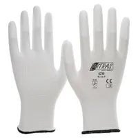 Nitras Nylon-PU-Handschuhe, Strickhandschuhe mit weißer PU-Beschichtung, 1 Paar, Größe: