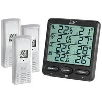 ELV Funk-Raumklimastation RS100, Klimamonitor, inkl. 3 Zusatz-Thermo-Hygrosensoren