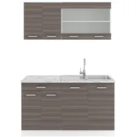 Vicco Küchenzeile SINGLE Einbauküche 140 cm Küche Edelgrau Anthrazit