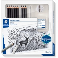 Staedtler Kohle Set, Komplett-Set mit 3 Kohlestiften, 5 Premium