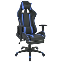 VidaXL Neigbarer Racing-Bürostuhl mit Fußstütze Blau