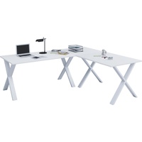 VCM Eckschreibtisch Lona 80 X Alu Weiß - Weiß