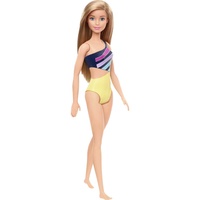Barbie GHW41 Puppe mit Badeanzug im Streifenmuster,