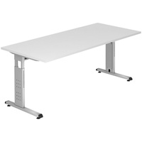 Hammerbacher höhenverstellbarer Schreibtisch weiß rechteckig, C-Fuß-Gestell silber 180,0 x