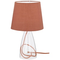 WOFI Tisch Lampe Glas klar Stoff Schirm braun Beleuchtung