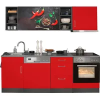 Kochstation Küchenzeile »Paris«, mit E-Geräten, Breite 220 cm,