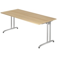 Hammerbacher Schreibtisch eiche rechteckig, C-Fuß-Gestell silber 180,0 x 80,0