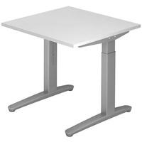 Hammerbacher Schreibtisch C-Fuß 180x80cm Weiß/Silber