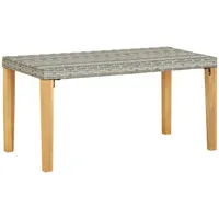 VidaXL Gartenbank 120 cm Grau Poly Rattan und Massivholz