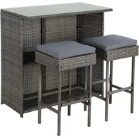 Estexo Polyrattan Gartenbar Set Gartenmöbel Sitzgruppe Rattan Bar Tresen