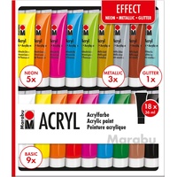 Marabu EFFECT Acrylfarben farbsortiert 18 x 36,0 ml