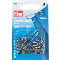 Prym Sicherheitsnadeln, 34mm, silberfarbig, 16 Stück, Stahl, 085442-1