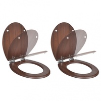 VidaXL Toilettensitze 2 Stk. Deckel mit Absenkautomatik MDF Braun