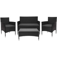 MCW Poly-Rattan Garnitur MCW-F55, Balkon-/Garten-/Lounge-Set Sofa Sitzgruppe ~ schwarz,