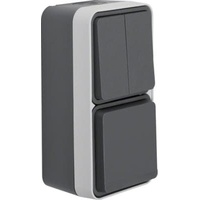 Berker 47903515 Kombination Serienschalter/Steckdose SCHUKO mit Klappdeckel AP W.1