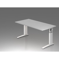 Hammerbacher Schreibtisch Grau, weiß, höhenverstellbar, 160 x 68-86 x