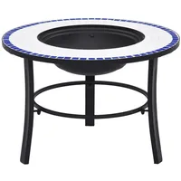 VidaXL Feuerstelle Mosaik Keramik Blau und Weiß 68 cm