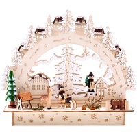 Brubaker LED Lichterbogen Schwibbogen Winterlandschaft mit Dorf - LED