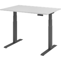 Hammerbacher XDKB12 elektrisch höhenverstellbarer Schreibtisch lichtgrau rechteckig, C-Fuß-Gestell grau