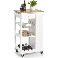 Zeller Küchenrollwagen Bambus/MDF/Metall 50 x 37 cm x 86,5