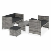 VidaXL Polyrattan Lounge-Set mit Auflagen 5-tlg. grau 48134