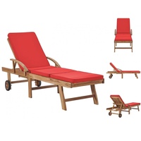 VidaXL Sonnenliege mit Auflage Massivholz Teak Rot