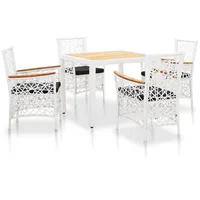 VidaXL 5-tlg. Garten-Essgruppe Poly Rattan Weiß - Weiß
