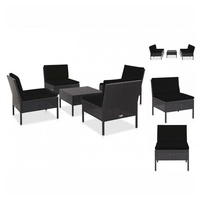 VidaXL Polyrattan Lounge-Set mit Auflagen 5-tlg. schwarz 48945