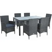 Estexo Poly-Rattan Sitzgruppe Essgruppe Gartenmöbel Set 6 Per. Gartenset