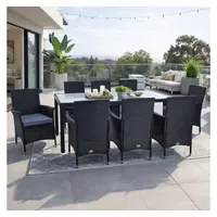 Estexo Polyrattan Set 8-tlg. Schwarz