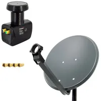 PremiumX 45cm Satellitenschüssel Stahl Anthrazit Satellitenantenne SAT Twin LNB
