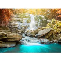 Living Walls Fototapete Designwalls Waterfall glatt, (5 St), blau