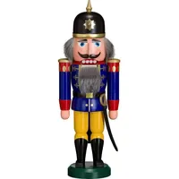 Seiffener Volkskunst Nussknacker Soldat 37 cm Holz Blau